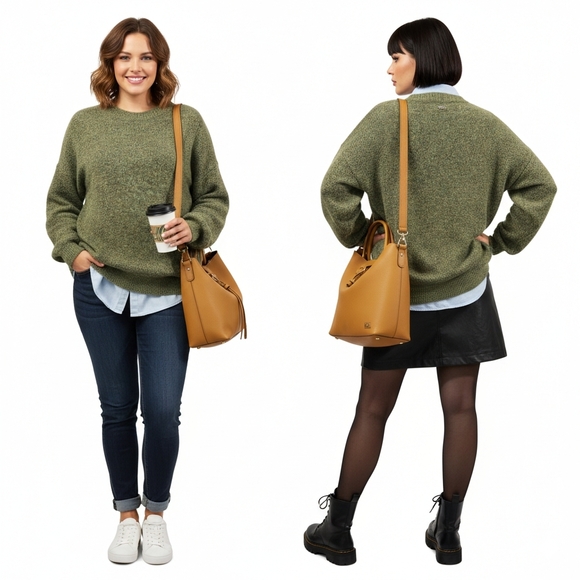 Kuwalla Tee Unisex Olive Moss Textured Knit Sweater Size One Size - Picture 3 of 9